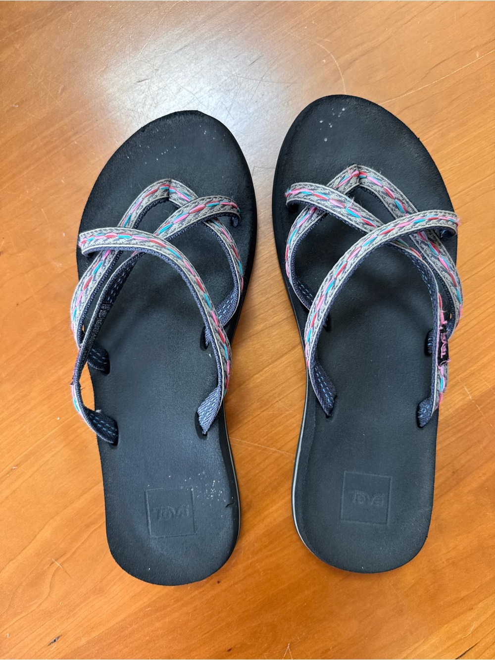 Teva Black Sandals with Multicolor Braided Straps